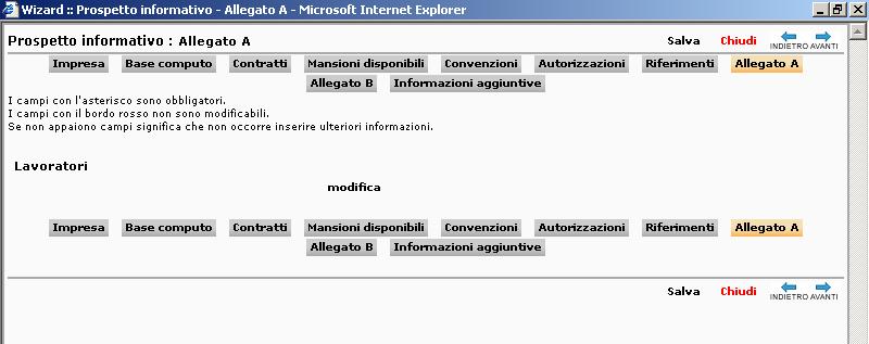 passo 9: allegato A Cliccare sulla voce modifica (fig.39), per visualalizzare il data entry (fig.40). (fig.39) Cliccare sulla voce [Aggiungi nuovo lavoratore] (fig.