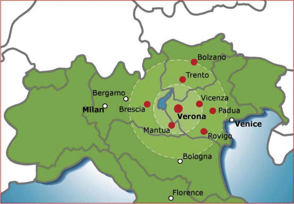Un bacino d utenza tra i più competitivi Imprese attive al 31/12/08 Verona 90.924 Vicenza 77.291 Trento 49.021 Bolzano 53.394 Brescia 109.