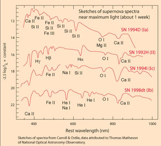 Supernova Ia Core-collapse Supernovae di vario tipo in una SN Ia, la stella si disintegra a seguito della reazione