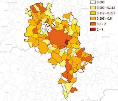 34 35 zione di 20V/m. In un solo caso si è registrato superamento del valore di attenzione di 6 V/m. Quasi il 70% delle misure effettuate ha invece rilevato valori inferiori a 3 V/m. 3.2 Provincia di Asti 3.