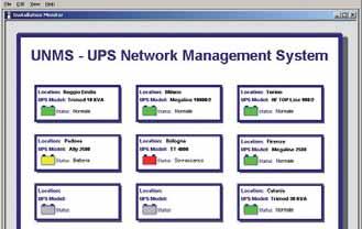 UNMS UNMS (UPS Network Management System) è una applicazione WEB based in grado di monitorare continuamente, attraverso i sistemi di gestione UPS (CS121, UPS Supervisor, SNMP) ed il protocollo