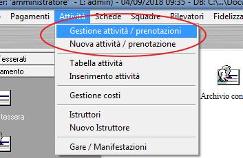 Gestione attività e prenotazioni.