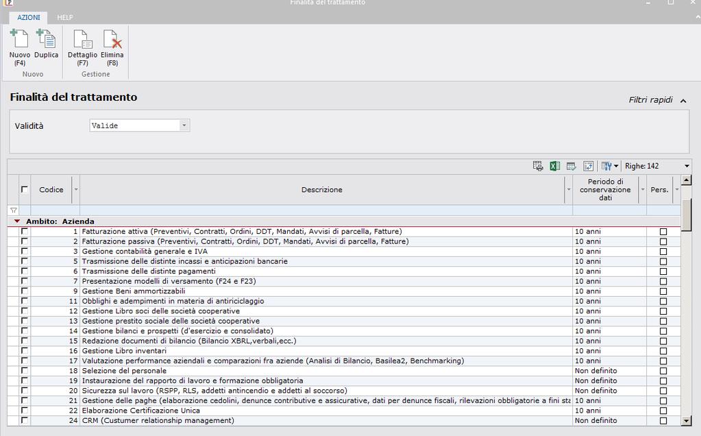 FINALITA DI TRATTAMENTO
