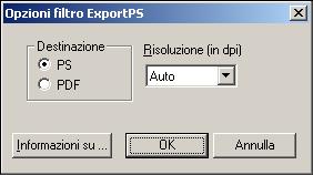 FILTRI DI HOT FOLDERS 94 Uso del filtro ExportPS ExportPS è stato sviluppato da Creo-Scitex come opzione del flusso di lavoro Brisque.