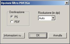 FILTRI DI HOT FOLDERS 97 Uso del filtro PDF2Go PDF2Go è un file PDF sviluppato da Creo-Scitex come opzione del flusso di lavoro Brisque.