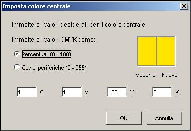 Modificare i valori cromatici immettendo i valori CMYK esatti nella finestra principale di Spot-On o nella finestra Imposta colore centrale oppure usando la funzione Ricerca colore di Spot-On.