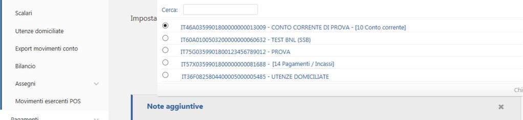 I tuoi conti correnti Lista movimenti