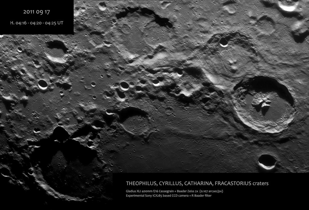 Le foto della Sezione di Ricerca Luna - UAI.. la Triade Teophilus, Cyrillus e Catharina ripresa il 17 settembre 2011.