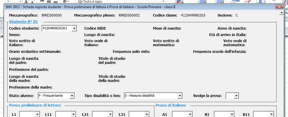 Figura 22 Naturalmente, per gli allievi di questa classe la maschera della figura 22 non proporrà alcun dato di contesto.