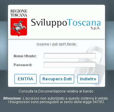 Accesso al sistema Dopo aver ricevuto via email le chiavi per l accesso al