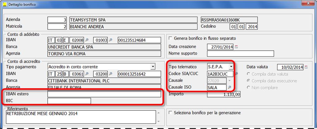 Confermando l elaborazione, il programma procede alla predisposizione dei bonifici rilevati in base alle impostazioni sopra descritte.