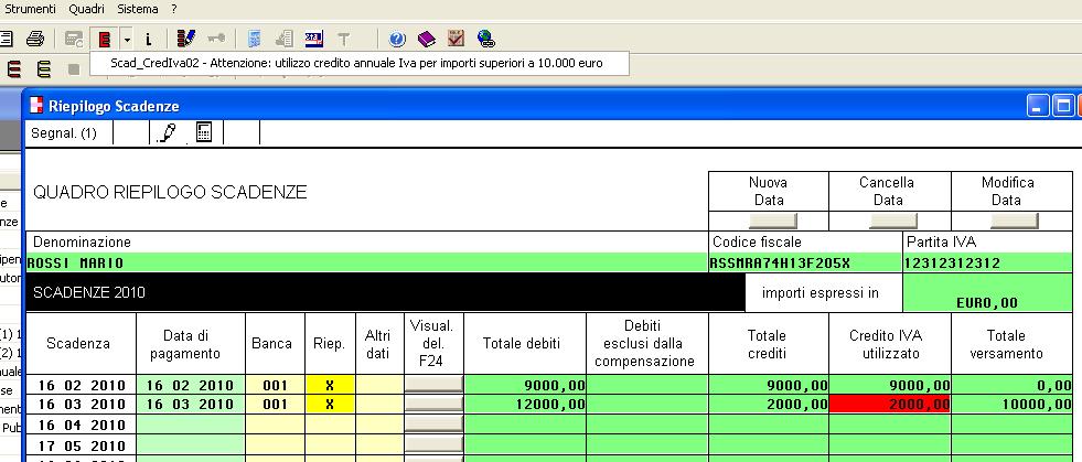 GESTIONE CONTROLLO PREVENTIVO DELLE COMPENSAZIONI DEL CREDITO IVA - A seguito delle modifiche introdotte dall art. 10, D.L. n. 78/2009, a decorrere dal 2010, la compensazione orizzontale nel mod.