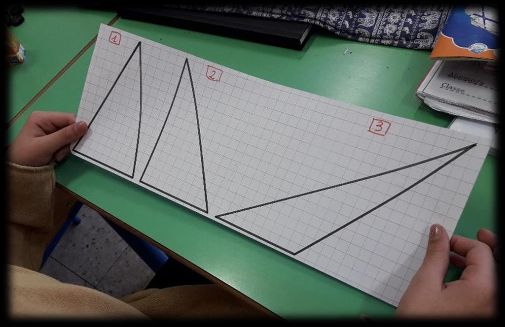 Verifica degli obiettivi raggiunti una striscia di carta quadrettata con tre triangoli aventi stessa base e