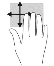 Posizionare tre dita nell'area del TouchPad e muovere le dita con un movimento rapido e leggero in alto, basso, a sinistra o
