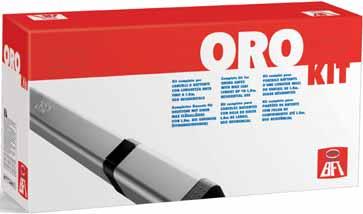 Oro kit Operatore idraulico con blocco in chiusura ad uso residenziale 0V per ante fino a,m (0kg) Sicurezza antischiacciamento assicurata da due valvole di bypass regolabili Corsa utile totale 0mm,