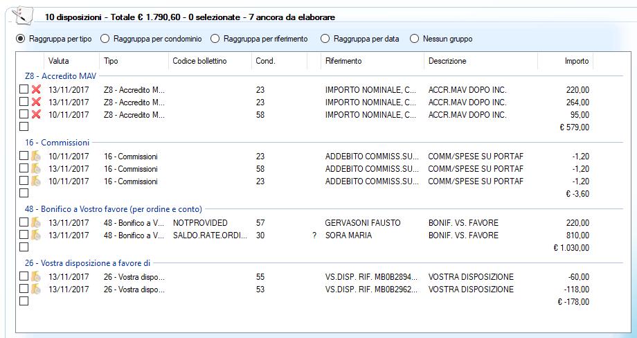 Come inserire nel rendiconto le spese presenti nel file RH In questo esempio andremo ad inserire nel rendiconto le tre operazioni presenti nella categoria 16 Commissioni : selezionare i tre movimenti