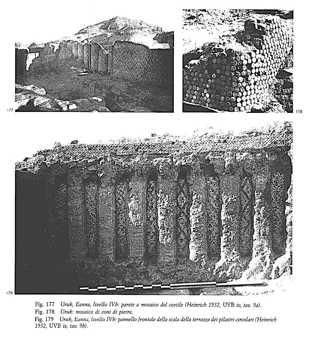 Eanna, livello IVb: parete a mosaico del cortile; mosaico di coni di pietra; decorazione terrazza