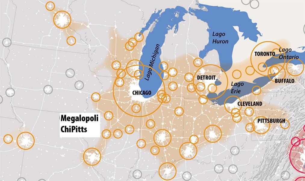 La terza megalopoli statunitense si è formata nella regione dei Grandi Laghi, da Chicago fino a Pittsburgh e per questo si chiama ChiPitts.