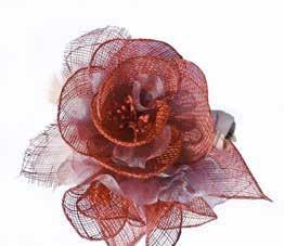 Spilla fiore con petali in rete, tulle e piume Confezione da 1 pezzo art.