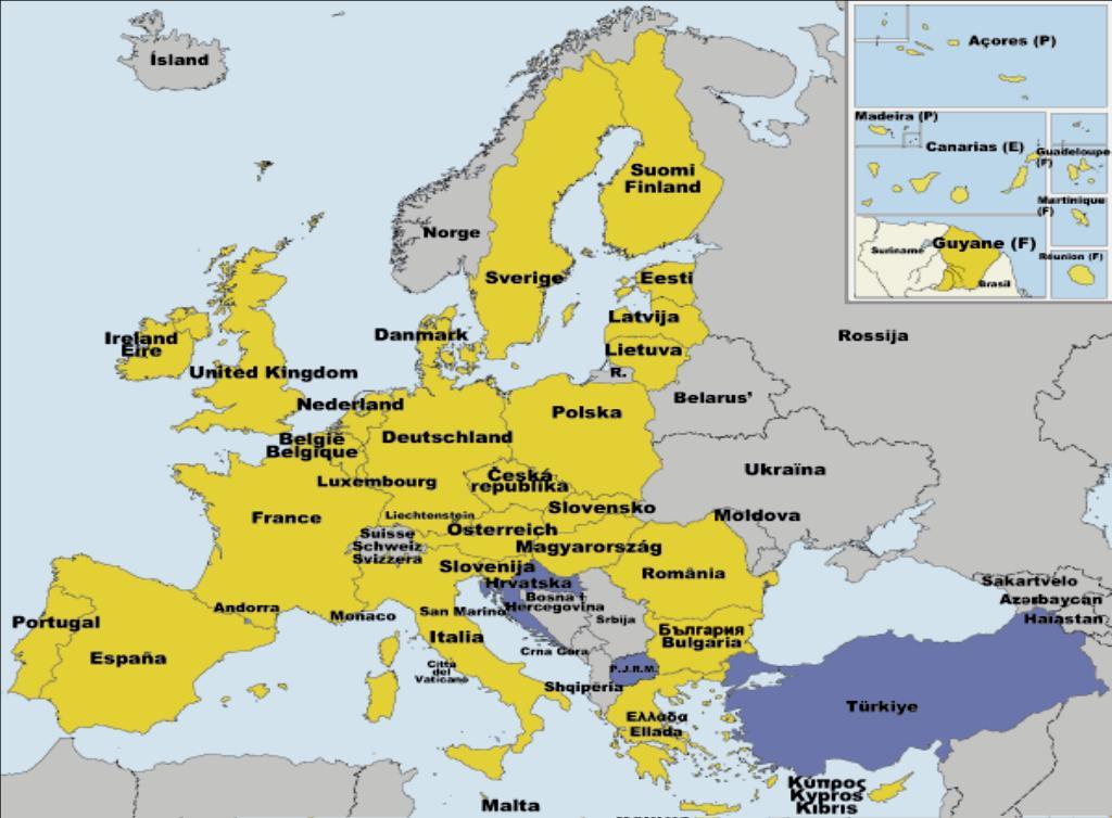 Membri dell Unione Europea Fonte: sito web della Commissione