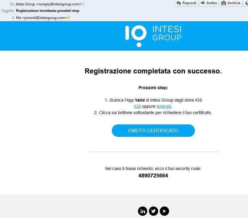 Il prossimo step è la registrazione e l emissione del certificato di firma Fig.