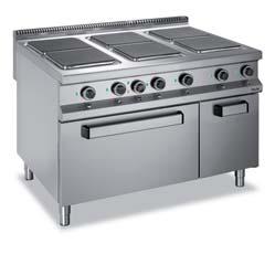 Cucine elettriche La gamma di cucine elettriche MAGISTRA 980 si compone di modelli 2/4/6 piastre disponibili nella versione monoblocco su armadio aperto, su forno statico elettrico o su forno