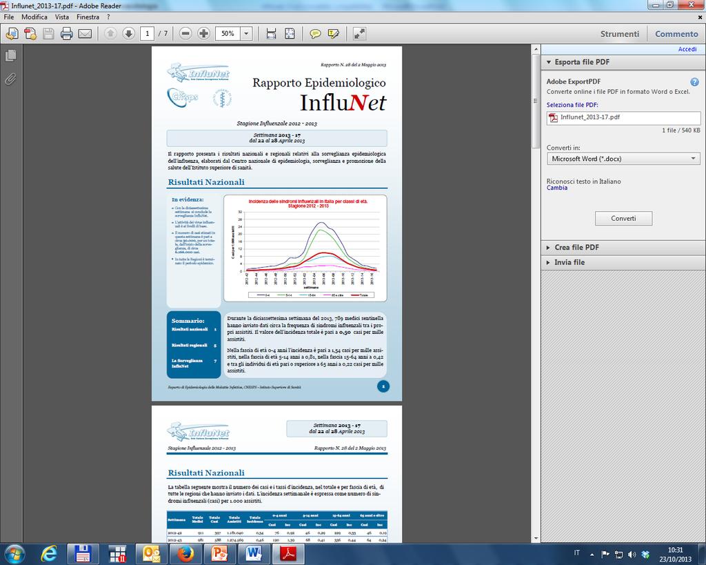 Rapporto Influnet Rapporto