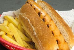 Pane hot dog con wurstel di maiale servito con patatine* fritte 5,90 LITTLE