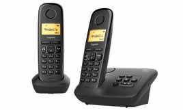 GIGASET A405 BLACK 100 Voci 20 ore 240 ore 4 portatili CARATTERI GRANDI TELEFONO DECT A405A BLACK 100 Voci 20