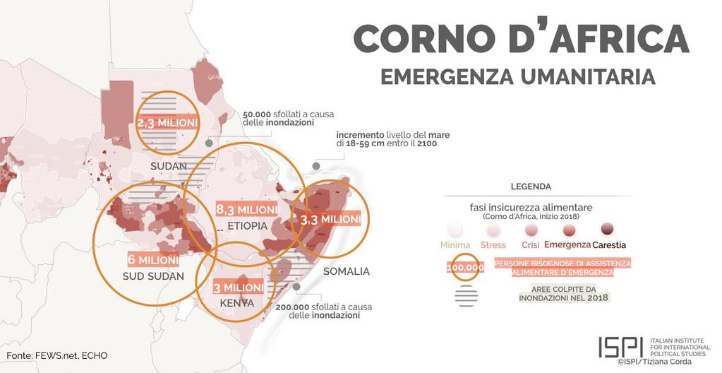 13 sono tra le cause che spingono molte persone a spostarsi sia entro i confini nazionali (IDP, internal displaced people) sia oltre frontiera, nei paesi confinanti o al di fuori del continente,