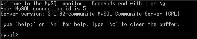 Chiusura del client MySQL Una volta connessi alla base di dati appare il prompt di MySQL: Per
