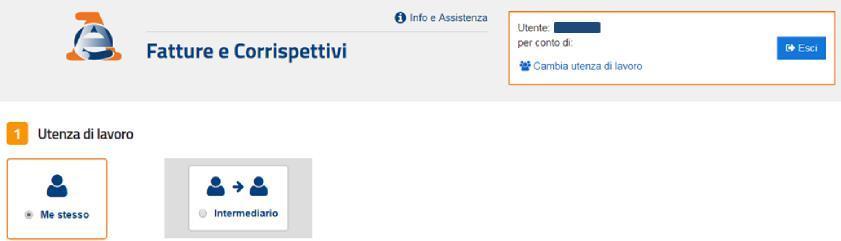 Dopo aver scelto l utenza di lavoro, il sistema rilascia la schermata Utenza di lavoro