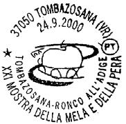 ORARIO DEL SERVIZIO: 24/9/2000 orario 12/13-15/19 Filatelia della Filiale di 67100 L'AQUILA Piazza Duomo entro il 465/AC N.