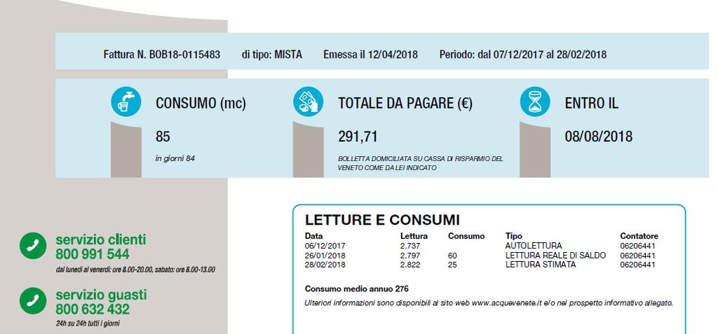 Fattura Mista 07/12/2017 26/01/2018 28/02/2018 60 mc Consumo