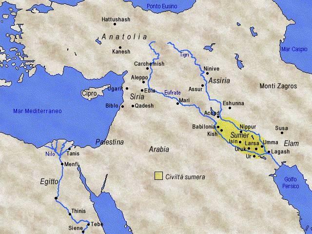 Età Etàpaleosumerica: paleosumerica:4200-2350 4200-2350c.c. La civiltà sumera si sviluppa nella Mesopotamia meridionale (terra di Sumer) Sumer alle fine del IV millennio a. C.