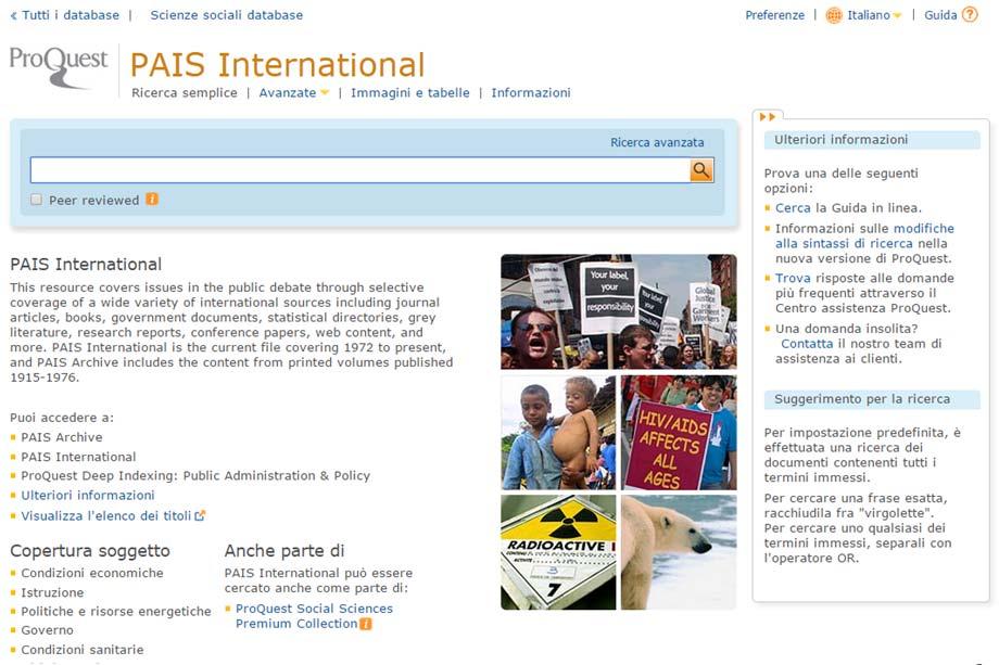 PAIS - Public Affairs Information Service Proquest Military Collection Accessibile da: http://www.biblioteche.unibo.