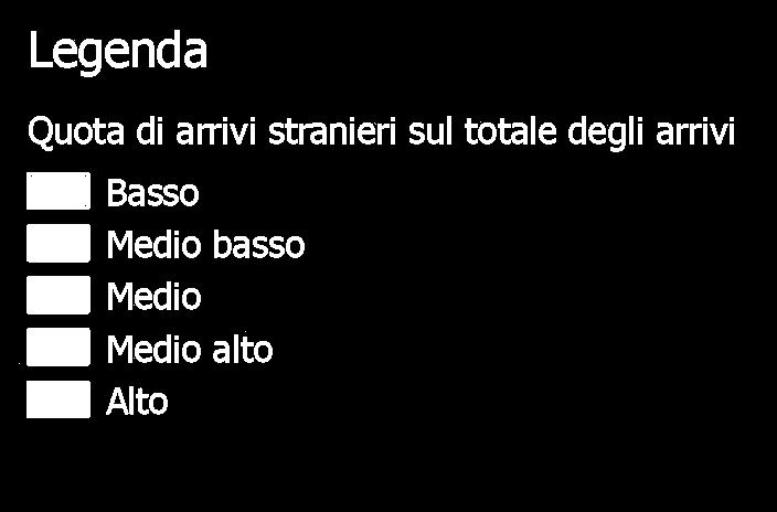 366 arrivi stranieri 7,6% Totale arrivi in Italia Località lacuali Frosinone 25.191.