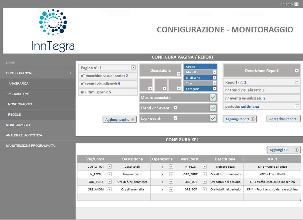 E possibile impostare i report di default per poterli richiamare