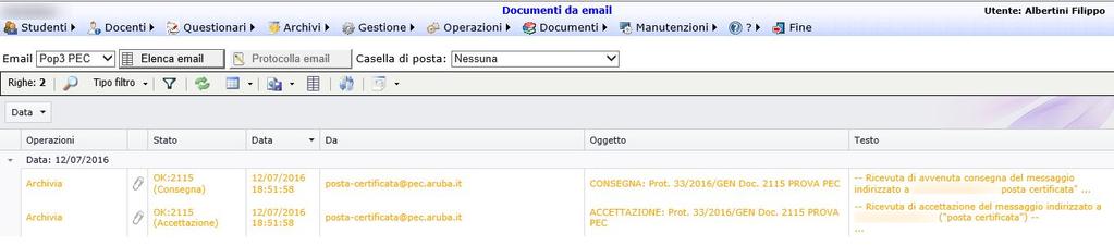 creato (1): Per le email di posta elettronica certificata (PEC)