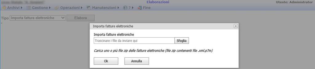 Importazione fatture elettroniche Dal menu Operazioni Elaborazioni scegliendo Importa fatture