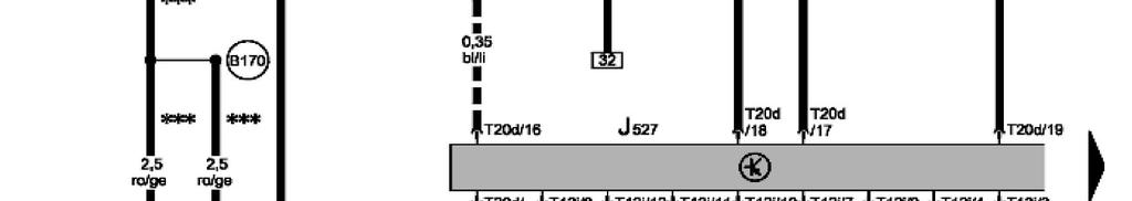 Interruttore di avviamento F319 - Interruttore per il bloccaggio della leva selettrice in posizione P J13 - Relè della ventola dell'aria esterna J527 - Centralina