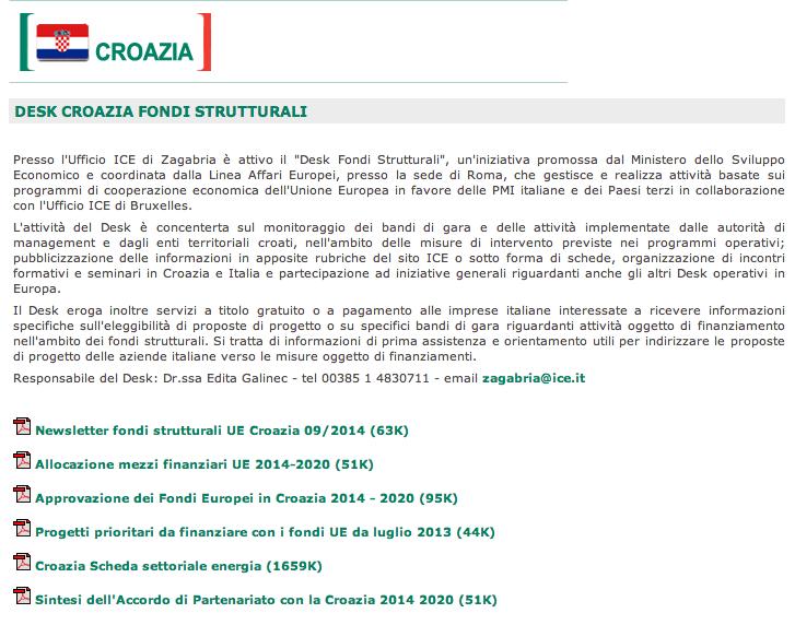 Croazia: DESK fondi strutturali Redazione riassunti dei programmi operativi