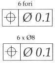 INDICAZIONE DELLE TOLLERANZE GEOMETRICHE (1/2) Riquadro suddiviso in due o tre caselle Simbolo della tolleranza geometrica Il