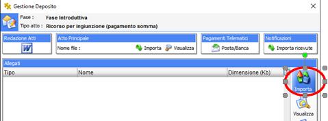 È possibile importare il file della ricevuta