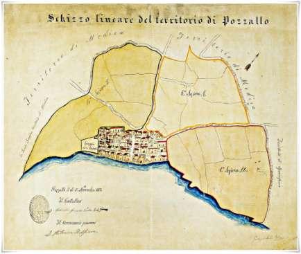 Schizzo lineare del territorio di Pozzallo, Giuseppe Surdi, 1852