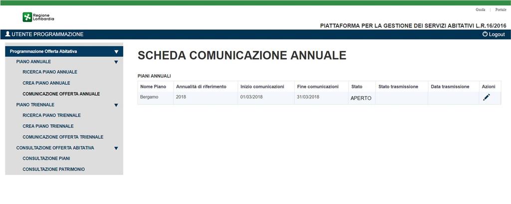 Riapertura, approvazione ed esportazione piano (Comune capofila) Dalla stessa maschera è possibile effettuare altre tre operazioni: Dopo la scadenza della Data fine comunicazione, riaprire la