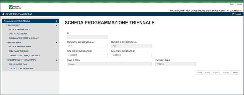 Dopo aver valorizzato il campo Triennio di riferimento dal (il campo Triennio di riferimento al viene compilato automaticamente in base al campo prima citato), impostare la Data inizio comunicazione