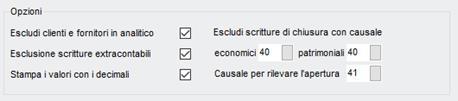 2 Stampa del bilancio di verifica dal 0/0/208 al /2/208: STAMPA BILANCIO VERIFICA -rapido sistema digitando il codice 05 NON specificando la causale di chiusura, cioè cancellando la causale di