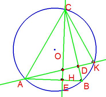 CD H=CD K=90 per ipotesi; Il segmento CD è in comune; CK D=CH D per dimostrazioni precedenti; Allora per il secondo criterio di congruenza dei triangoli, i triangoli CD K e CD H sono congruenti, in