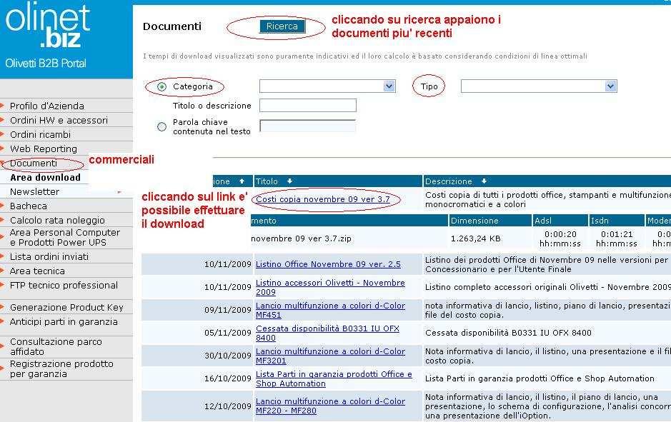 DOCUMENTI COMMERCIALI Permette l accesso alla